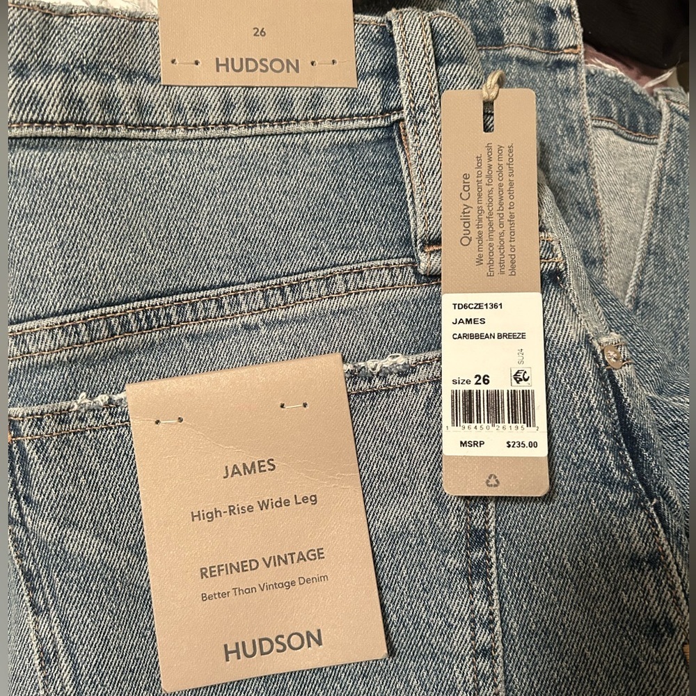 Hudson Jeans James Caribbean Breeze Women’s High Rise Wide Leg Blue Jeans Flare - Picture 5 of 9